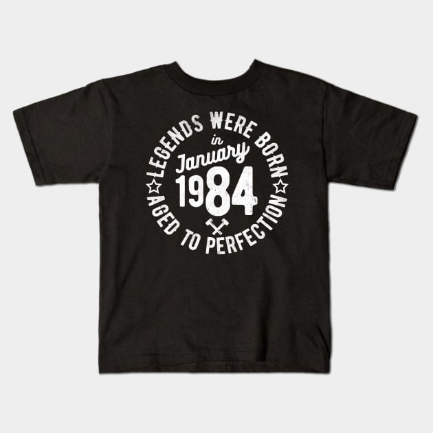 Legends Were Born in January 1984 Kids T-Shirt by cowyark rubbark